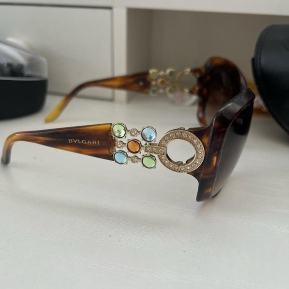 Bulgari Brown Sunglasses with Crystal Embellishments - Picture 7 of 8